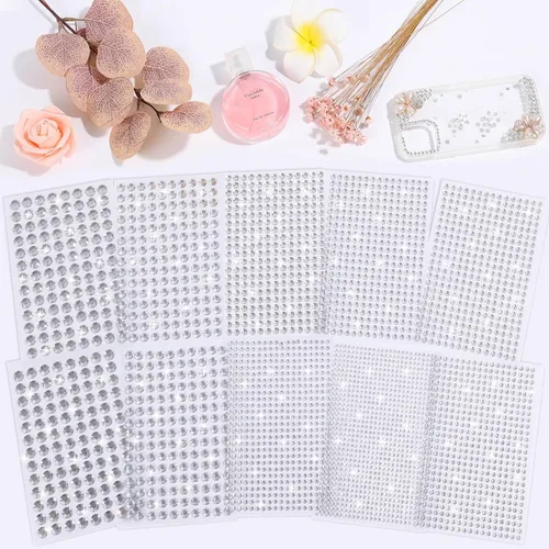 Vista 2 de 4814 calcomanías autoadhesivas con diamantes de imitación para el cabello, joyas de Caffox para el cabello, calcomanías de gemas de diamantes