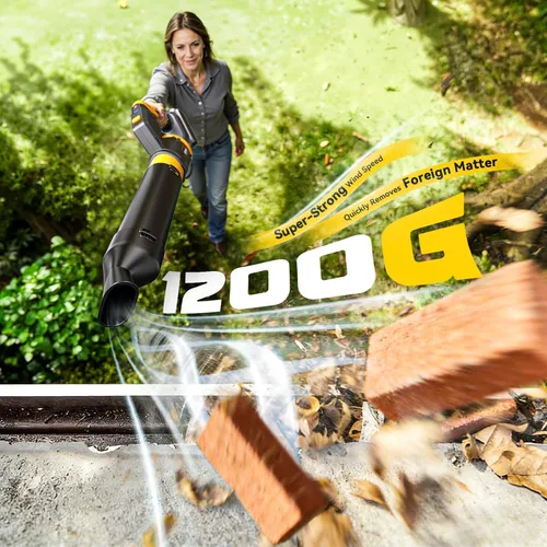 Vista 5 de Soplador eléctrico de hojas compatible con batería Dewalt de 20 V (no incluida), soplador de hojas inalámbrico giratorio de 180°, 3 velocidades