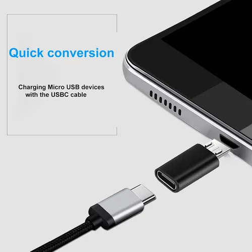 Vista 4 de Adaptador USB C (paquete de 6), USBC macho a micro hembra, USBC hembra a micro macho, tipo C a mini USB, compatible con teléfonos inteligentes