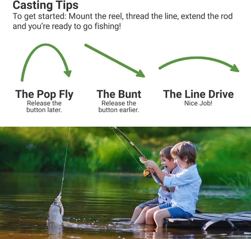 Vista 4 de Lanaak Caña de Pescar para Niños, Juego de Caña de Pescar Telescópica Portátil para Niños, Kit Combo de Caja de Aparejos y Red de Pesca, Equipo