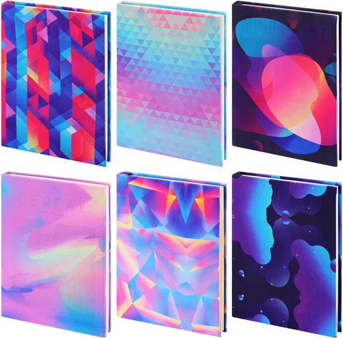Vista 8 de Yexiya 6 fundas elásticas para libros de tela jumbo, protector de libros de patrón colorido, lavable, reutilizable, funda protectora para libros