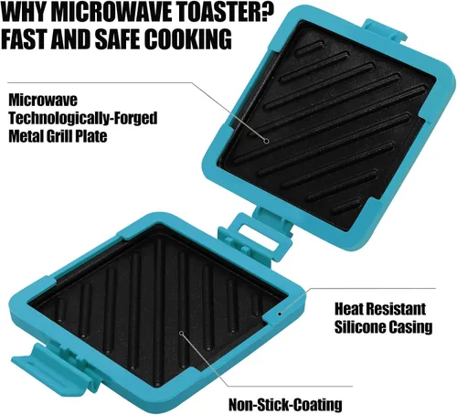 Vista 3 de MKYSAIL Tostador, Tostador de Microondas, Fabricante de Sándwiches, Fabricante de Panini, Apto para Lavavajillas, SIN Electricidad, Inalámbrico