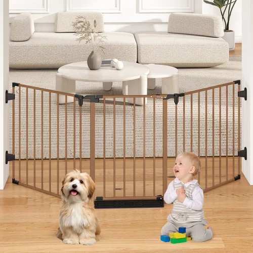 Vista 13 de Puerta de bebé extra ancha de 29.4-78 pulgadas, puertas largas para perros interiores para escaleras