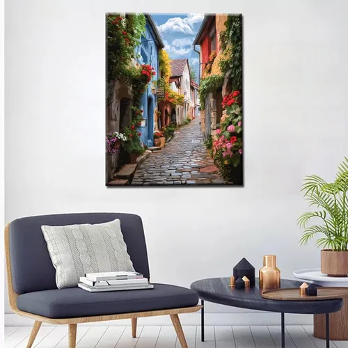 Vista 3 de Tucocoo Pintura de calle de ciudad italiana por números para adultos, niños y principiantes, kit de pintura por números en lienzo, enredaderas