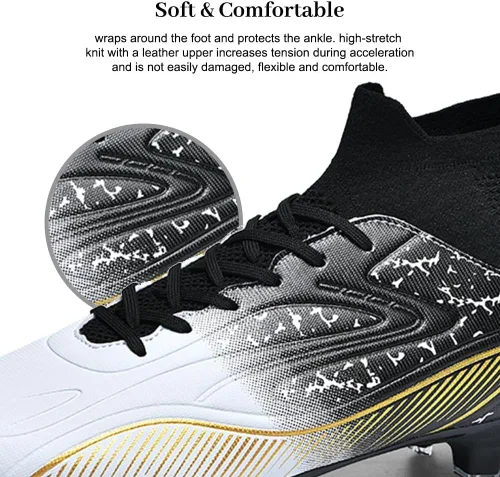 Vista 2 de Zapatos de fútbol de caña alta para hombre, botas de fútbol profesionales, transpirables, cómodas, para interiores y exteriores, para entrenamiento