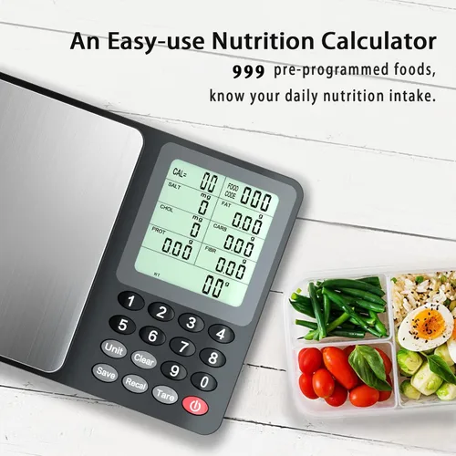 Vista 2 de Fuzion Báscula de alimentos nutricionales, báscula digital de alimentos para perder peso, calcular datos alimentarios, macro, calorías, preparación