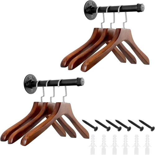 Vista 15 de Sumnacon 2 Piezas Barra de Ropa de Tubo Industrial de 5.9 Pulgadas – Perchero de Metal Rústico de Servicio Pesado con Tornillos, Soporte para Ropa
