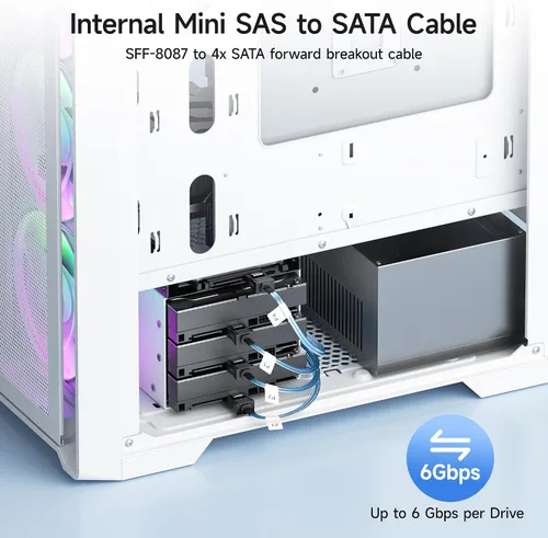 Vista 2 de Cable Matters Cable interno Mini SAS a SATA de 1.6 pies (SFF-8087 a SATA Forward Breakout)