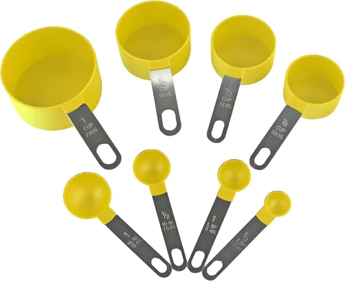 Vista 8 de Reston Lloyd 8 tazas y cucharas medidoras para ingredientes secos y líquidos, plástico de grado alimenticio con asas de acero inoxidable, color negro