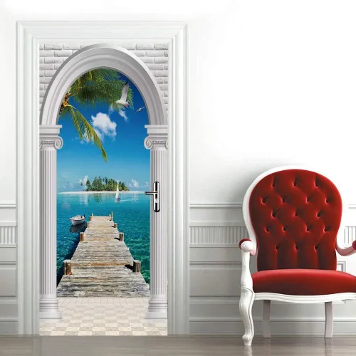 Vista 121 de Calcomanías 3D para puerta, murales para despegar y pegar, papel tapiz de caballo, calcomanías autoadhesivas extraíbles de PVC, impermeable, póster