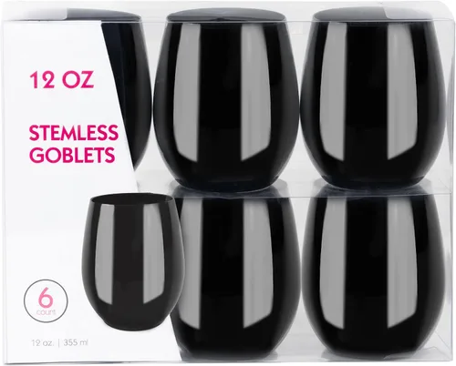 Vista 8 de PLASTICPRO Paquete de 6 Copas de Vino de Plástico Color Azul Aguamarina Sin Tallo Desechables de 12 oz Sin BPA Irrompibles Copas de Vino de Plástico