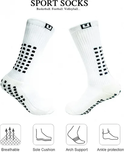 Vista 2 de Ulalaza Calcetines de fútbol unisex antideslizantes para deportes gruesos y antideslizantes para fútbol, baloncesto y deportes