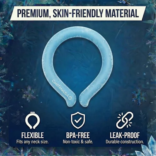 Vista 6 de CoolTimeUSA Tubo Refrescante para el Cuello Envolturas Refrescantes para el Cuello Usables para el Calor del Verano Paquete de Frío de Manos Azul
