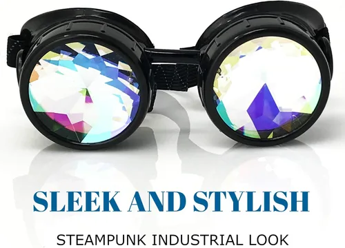 Vista 5 de Cyber Goth Punk Steampunk face mask-Reusable Black Cotton-Rave Goggles-Glasses Estilo #1