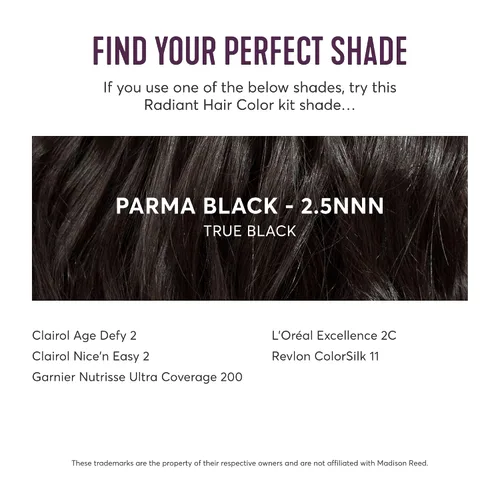 Vista 7 de Madison Reed - Kit de tinte radiante para el cabello, tinte permanente para el cabello, 100 % cobertura de canas, sin amoníaco, negro Parma 2.5NNN