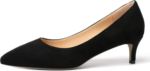 Vista 2 de NUMALEO Mujer Suede Slip On Night Club Sólido Gatito Punta puntiaguda 2 Pulgadas Tacón Bajo Zapatos De Tacón Casual Negro Talla 7.5 - Zapatos D