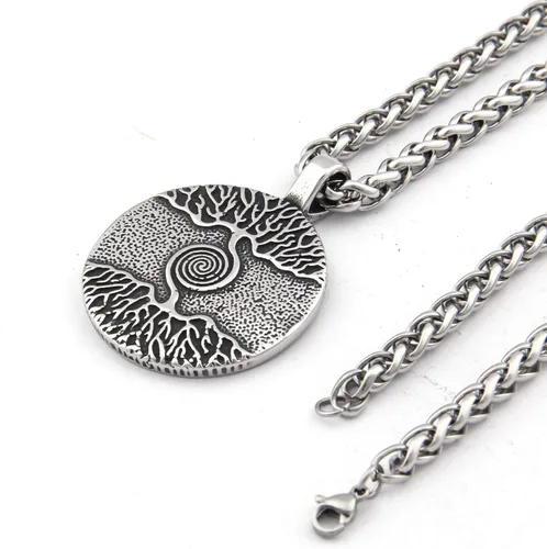 Vista 2 de BAVIPOWER Collar con colgante de árbol de la vida Viking Yggdrasil de 0.157in, cadena de quilla de acero inoxidable, para hombres y mujeres