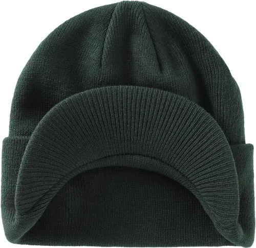 Vista 10 de Home Prefer - Gorro de invierno para hombre con visera, cálida y doble punto.