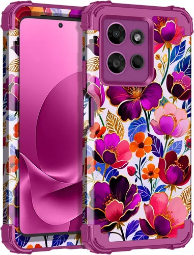 Vista 17 de LONTECT Funda para Moto Edge 2021, Moto Edge 5G UW, funda floral a prueba de golpes, 3 en 1, híbrida resistente, resistente, funda protectora
