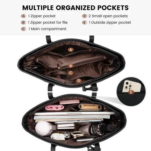 Vista 2 de LOVEVOOK Bolso de mano para mujer, bolso de hombro con asa superior, con bolsillo externo