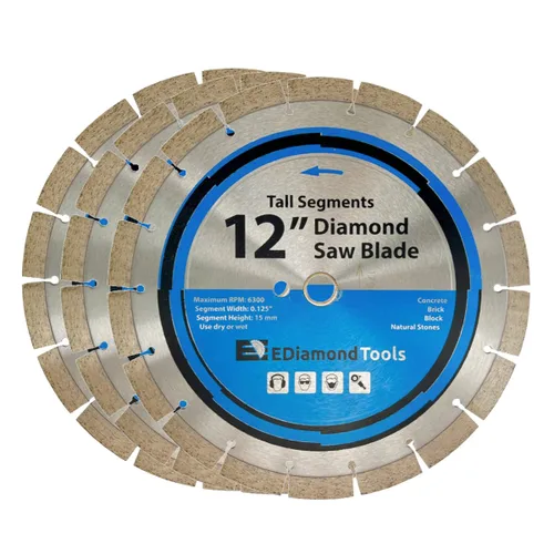 Vista 29 de Hoja de sierra segmentada de diamante de 4" para hormigón, ladrillo, bloque y mampostería Altura del segmento de 0.394 in, eje de 7/8"-5/8", grano
