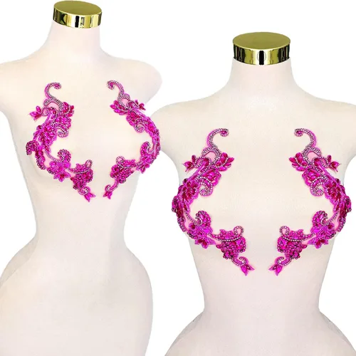 Vista 10 de Parches de cristal hechos a mano con cuentas de encaje de diamantes de imitación para accesorios de ropa de vestir (S1-champán)
