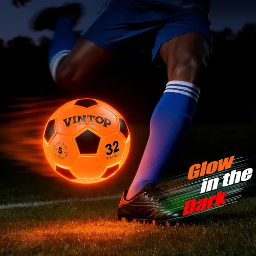 Vista 2 de Balón de fútbol que brilla en la oscuridad para niños de 8 a 12 y 15 años, pelota de fútbol con luz LED con bomba para interiores y exteriores