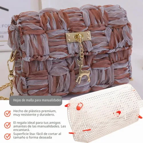 Vista 6 de EXCEART Juego de 12 hojas de lona de plástico para hacer bolsos, 15.7 x 14.4 in de malla resistente de plástico para manualidades, proyectos
