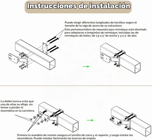 Vista 6 de Soporte para neumáticos de repuesto: soporte de neumático de repuesto para remolque, se adapta a la mayoría de ruedas de 4 y 5 tuercas, soporta