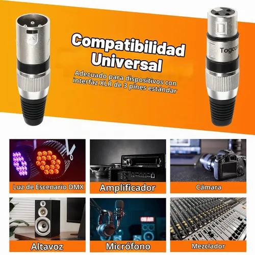Vista 5 de Paquete de 12 conectores de cable XLR de 3 pines, carcasa de aleación de zinc (6 machos y 6 hembras), adaptador de enchufe de serpiente de línea