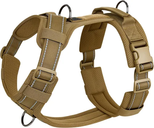 Vista 8 de OneTigris - Arnés para perro, chaleco para perro con acolchado suave sin tirones, nylon ajustable táctico de alta resistencia para perros medianos