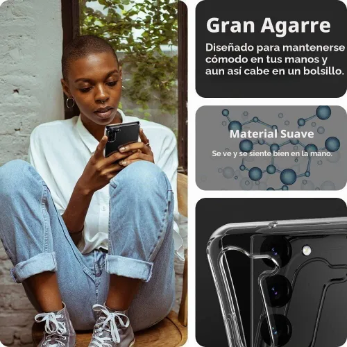 Vista 6 de Funda transparente para Samsung S23 5G, funda protectora de silicona transparente a prueba de golpes, funda protectora de TPU transparente