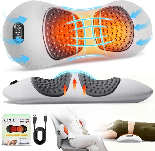 Vista 8 de Almohada de apoyo lumbar, masajeador de espalda triple fusión para Gris