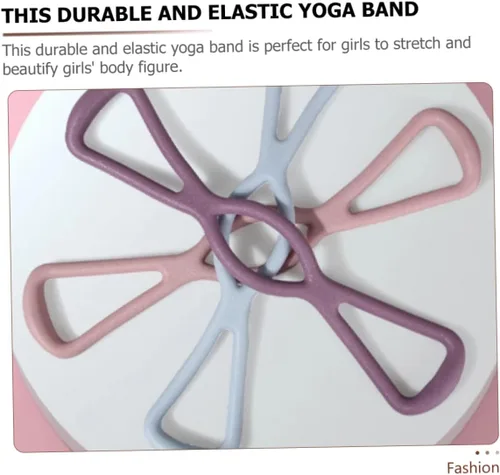 Vista 9 de 3 bandas elásticas de resistencia para yoga, para entrenamiento de cuerpo completo, pilates, fisioterapia con alta elasticidad y diseño en rosa