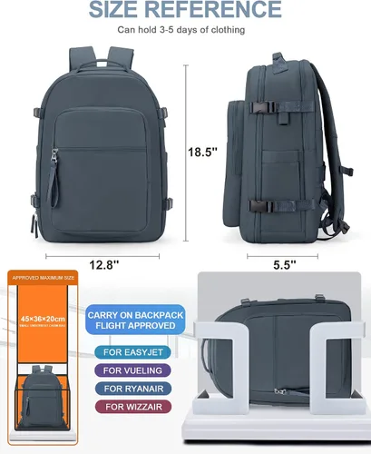 Vista 2 de UPPACK Mochila de viaje grande para mujeres y hombres, mochila de transporte para aviones, mochila de viaje para mujer, mochila de gimnasio