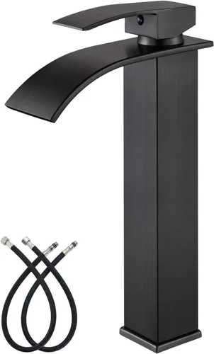 Vista 11 de gotonovo Grifo de baño alto en cascada de una sola manija para fregadero 1 agujero, grifo de fregadero de acero inoxidable moderno, mezclador