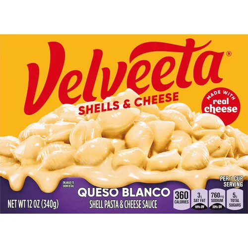 Vista 14 de Velveeta Brócoli de conchas y queso con pasta de conchas, salsa de queso y floretes de brócoli, caja de 9.4 onzas