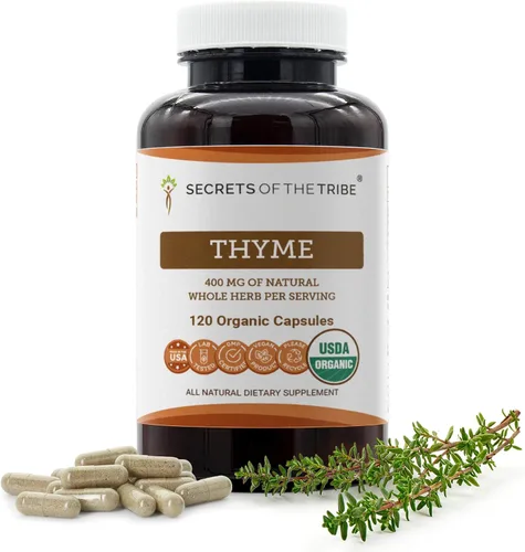 Vista 7 de Secrets of the Tribe Tomillo 60 Cápsulas, 400 mg, USDA Organic Thyme (Thymus Vulgaris) Hoja Seca (60 Cápsulas)