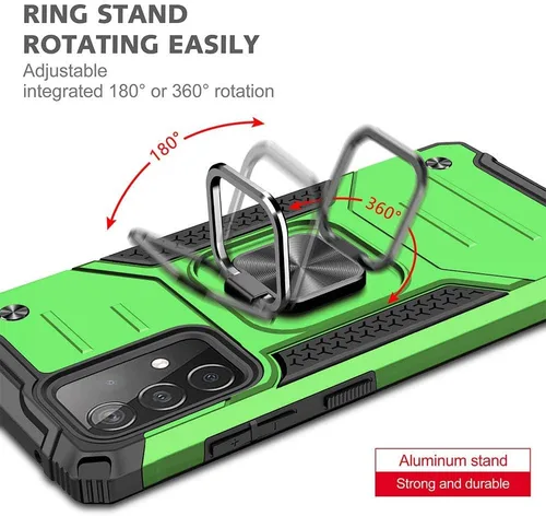 Vista 4 de HNHYGETE Funda para Samsung A52, Galaxy A52 5G, con protector de pantalla HD, a prueba de golpes, resistente a los golpes, con anillo de rotación