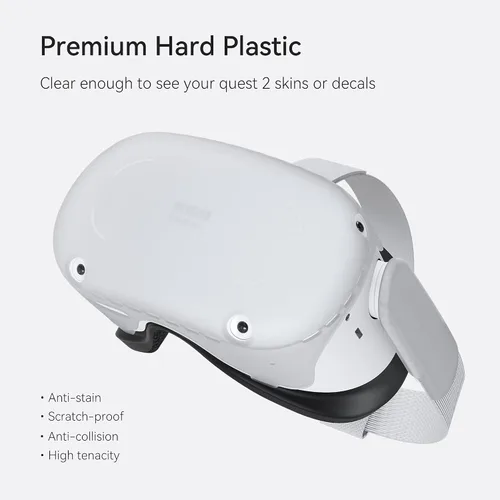Vista 6 de KIWI design Funda protectora de VR con carcasa protectora de dos lados compatible con accesorios Quest 2 translúcida