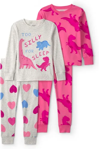 Vista 23 de Carter's Conjunto de pijama de algodón ajustado de 4 piezas para niña Pollo Country Green