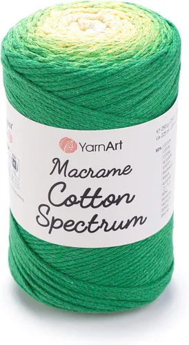 Vista 10 de YarnArt Macramé de Algodón Spectrum – Cuerda Multicolor 80% Algodón – 8.8 oz (250g), 246 yardas (225m) – Cuerda Colorida para Nudos, Tejido 512.2 in