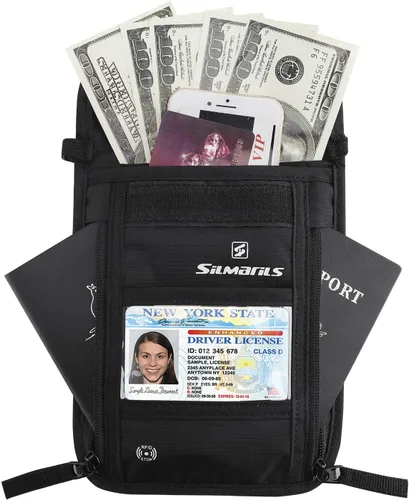 Vista 2 de Monedero para el cuello de viaje, soporte para pasaporte, con bloqueo de bloqueo oculto, para hombres y mujeres