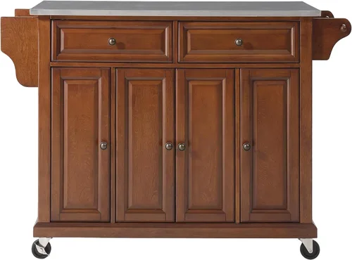 Vista 27 de Crosley Furniture isla de cocina con ruedas, Madera, Negro