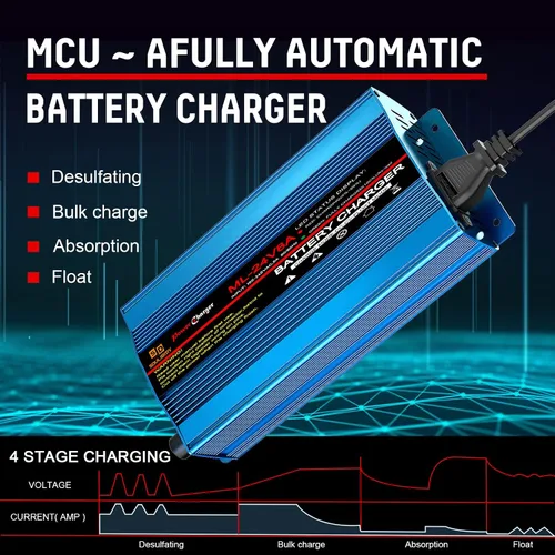 Vista 2 de Cargador de batería de 24 V y 8 amperios, cargador automático inteligente de plomo ácido con conector XLR para silla de ruedas, batería AGM sellada