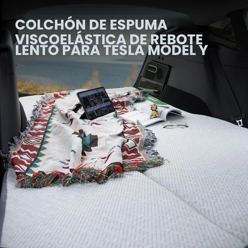 Vista 7 de Tesla Model Y - Colchón de espuma viscoelástica de rebote lento para Tesla Model Y, almohadilla de dormir Tesla con modo individual/doble, uso en 4
