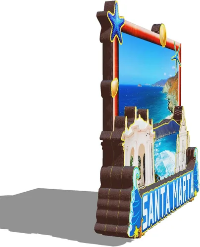 Vista 2 de Imán de madera 3D de Santa Marta Colombia para nevera, recuerdos coleccionables, decoración hecha a mano, 2