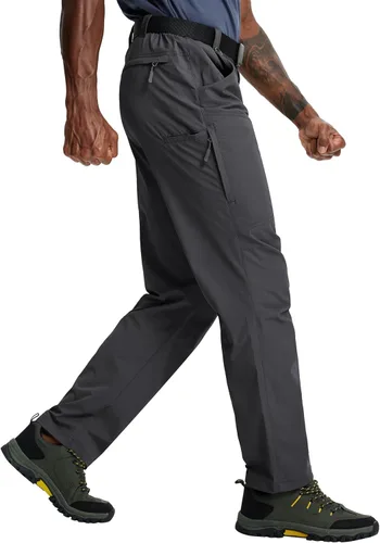 Vista 9 de Pantalones de senderismo para hombre, ligeros, de carga, de trabajo, tácticos, de nailon, elásticos, impermeables, de secado rápido, para pesca