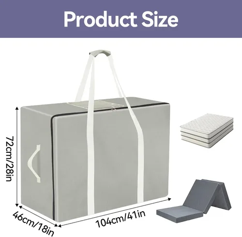 Vista 2 de Klmnop Bolsa de almacenamiento plegable para colchón, funda de transporte resistente 600D con ventana de PVC para cama de invitados de tres pliegues