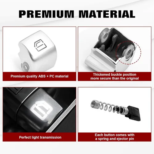 Vista 7 de x xotic tech Tapa de repuesto para interruptor maestro de elevalunas de automóvil, color plateado, compatible con Mercedes Benz C E S GLC Clase W205